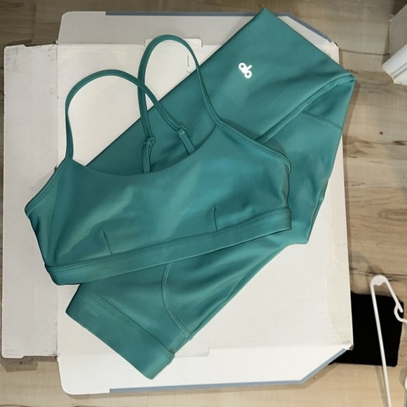 ALO Intrigue Bra. Size small. Color: Ocean 
(Leggings on separate listing) - Picture 1 of 2